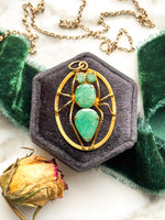 14k Vintage Chrysoprase Insect Pendant