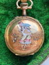 14k Antique Enameled Pocket Watch with Diamonds