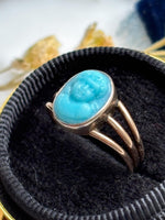 9ct Georgian Turquoise Glass Cameo Ring