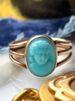 9ct Georgian Turquoise Glass Cameo Ring