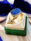 14k Vintage Lapis Hammered Gold Ring