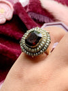 14k Georgian Garnet and Seed Pearl Ring