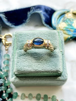 14k Vintage Sapphire Cabochon & Diamond Ring