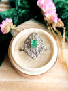 18k & Platinum Art Deco Emerald & Diamond Ring