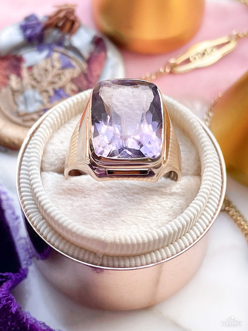 14k Vintage 10ct Amethyst Rose Gold Ring