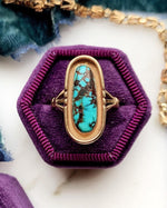 14k Vintage Matrix Turquoise Ring