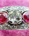 14k Victorian OMC Diamond & Ruby Ring