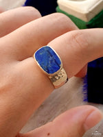 14k Vintage Lapis Hammered Gold Ring