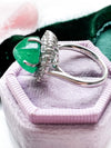 Platinum Emerald Sugarloaf with Double Diamond Halo Ring