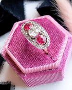 14k Victorian OMC Diamond & Ruby Ring