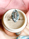 18k Art Deco Diamond & Aquamarine Navette Ring