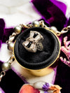 18k Art Deco Onyx, Quartz & Diamond Ring