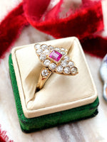 18k Deco OEC Diamond & Ruby Ring