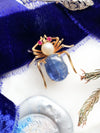 14k Vintage Tanzanite, Ruby, & Pearl Spider Brooch