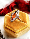 18k Deco Marquise Orange Sapphire & Diamond Ring