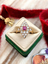 18k Deco OEC Diamond & Ruby Ring