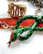 14k Mid-Century Enameled Snake Brooch