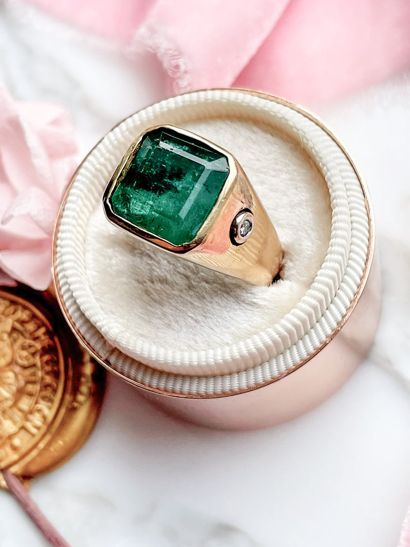 10k Vintage 5.50ct Natural Emerald Ring