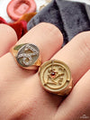 14k Designer Sagittarius Citrine Cabochon Signet Ring