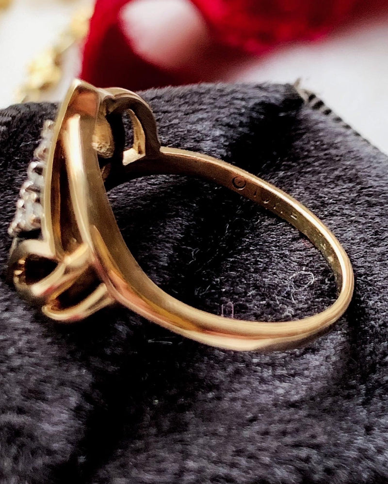 10k Vintage Black & Gold Five-Diamond Ring