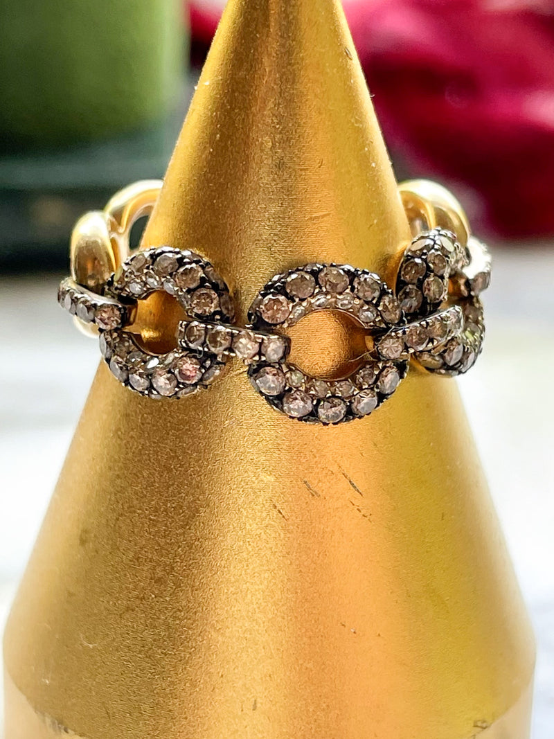 14k Pave Set Chain Link Ring