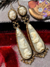 15k Victorian Shell Cameo Day/Night Earrings