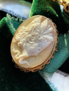 14k Edwardian Medusa Shell Cameo Pin