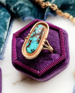 14k Vintage Matrix Turquoise Ring