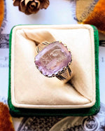 14k Victorian Carved Amethyst Rebus Ring