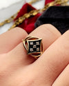 10k Vintage Black & Gold Five-Diamond Ring