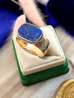 14k Vintage Lapis Hammered Gold Ring