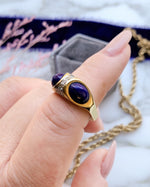 14k Vintage Lapis & diamond Ring