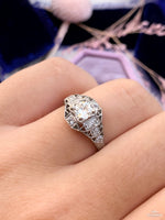 Platinum Art Deco OEC Diamond Ring