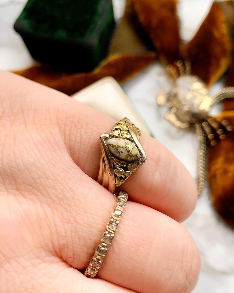 14k Vintage Gold Nugget & GBQ Ring