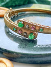 14k Vintage Emerald, Ruby, & Diamond Bangle