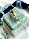 14k Vintage Sapphire Cabochon & Diamond Ring