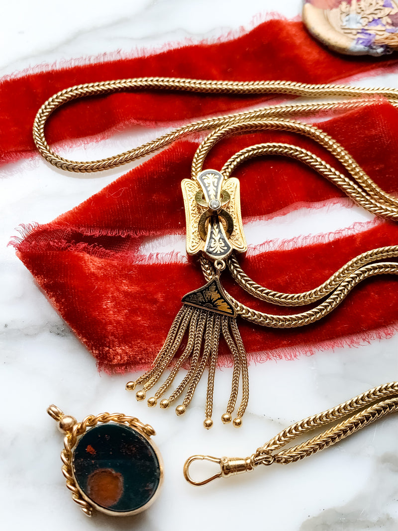 14k Victorian Foxtail Link Watch Chain