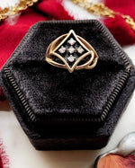 10k Vintage Black & Gold Five-Diamond Ring