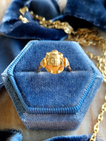 18k Vintage Scarab Hieroglyphs Ring